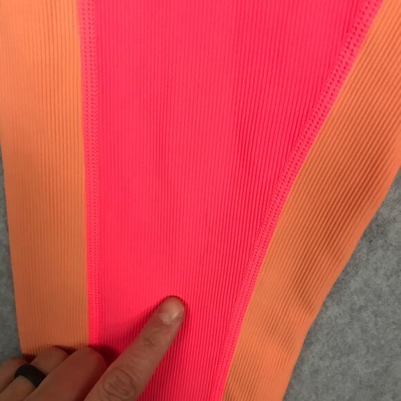 Wilo The Label Leggings Women XS Pink Peach Ribbed Contrast 7/8 Yoga Active READ - Picture 13 of 13